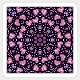 Crystal Hearts and Flowers Valentines Kaleidoscope pattern (Seamless) 19 Sticker